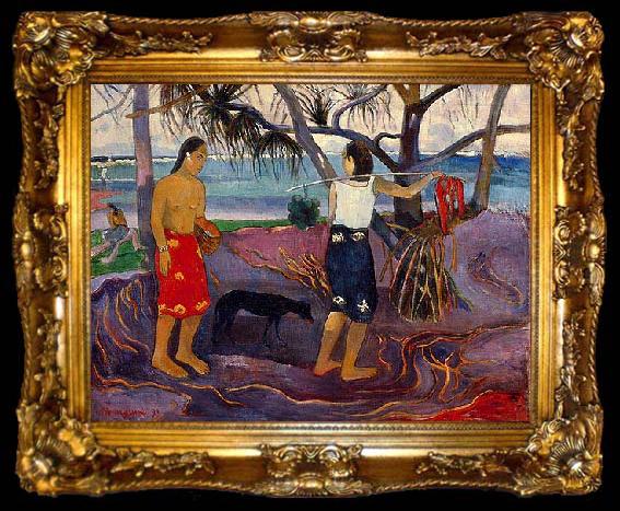 framed  Paul Gauguin Under the Pandanus II, ta009-2